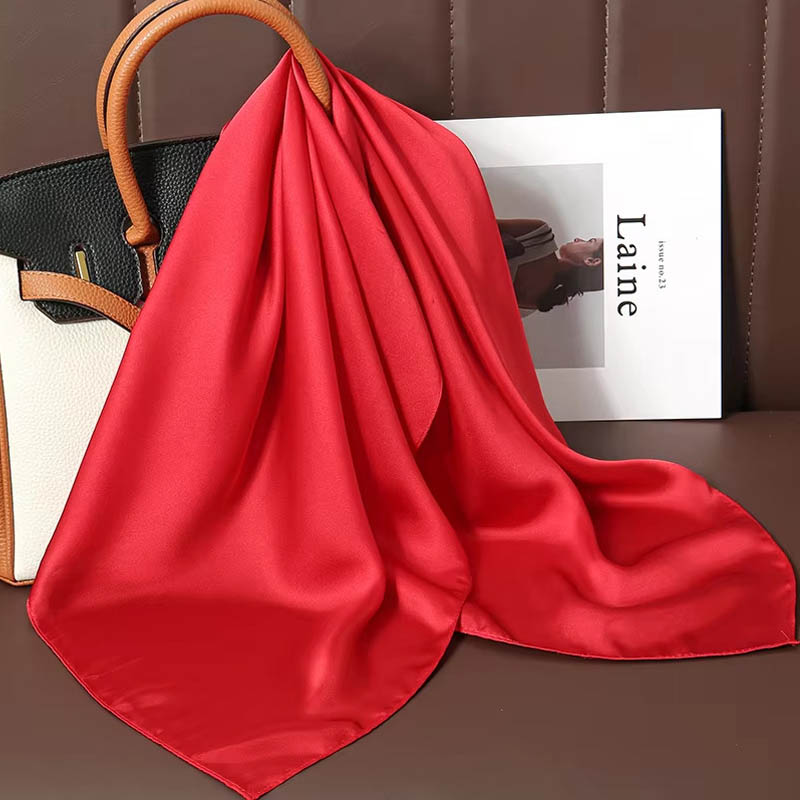 Women Bags Online - Luxury Solid Color Silk Square Scarf