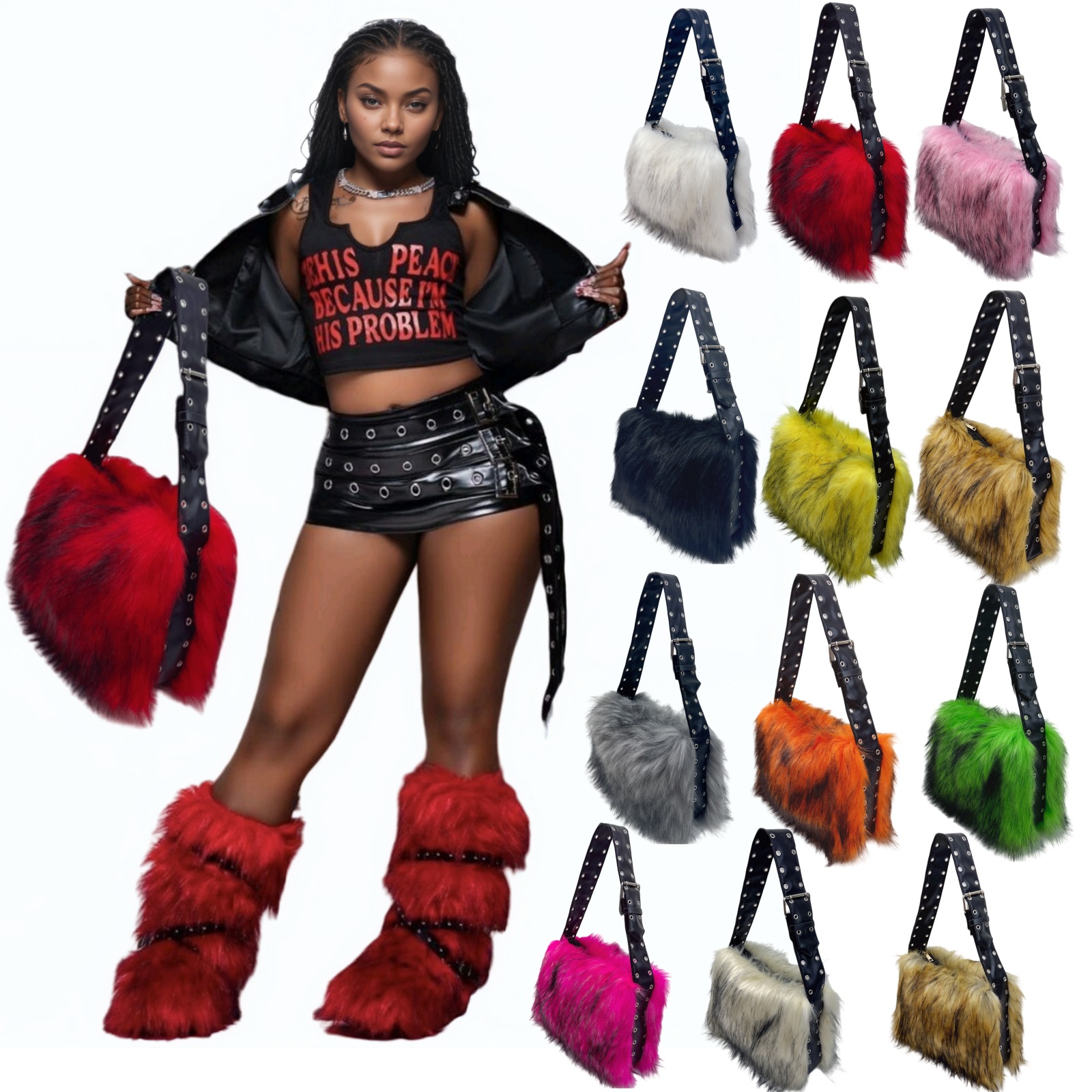 Women'S Crossbody Bags - Y2K fox faux fur women's bag